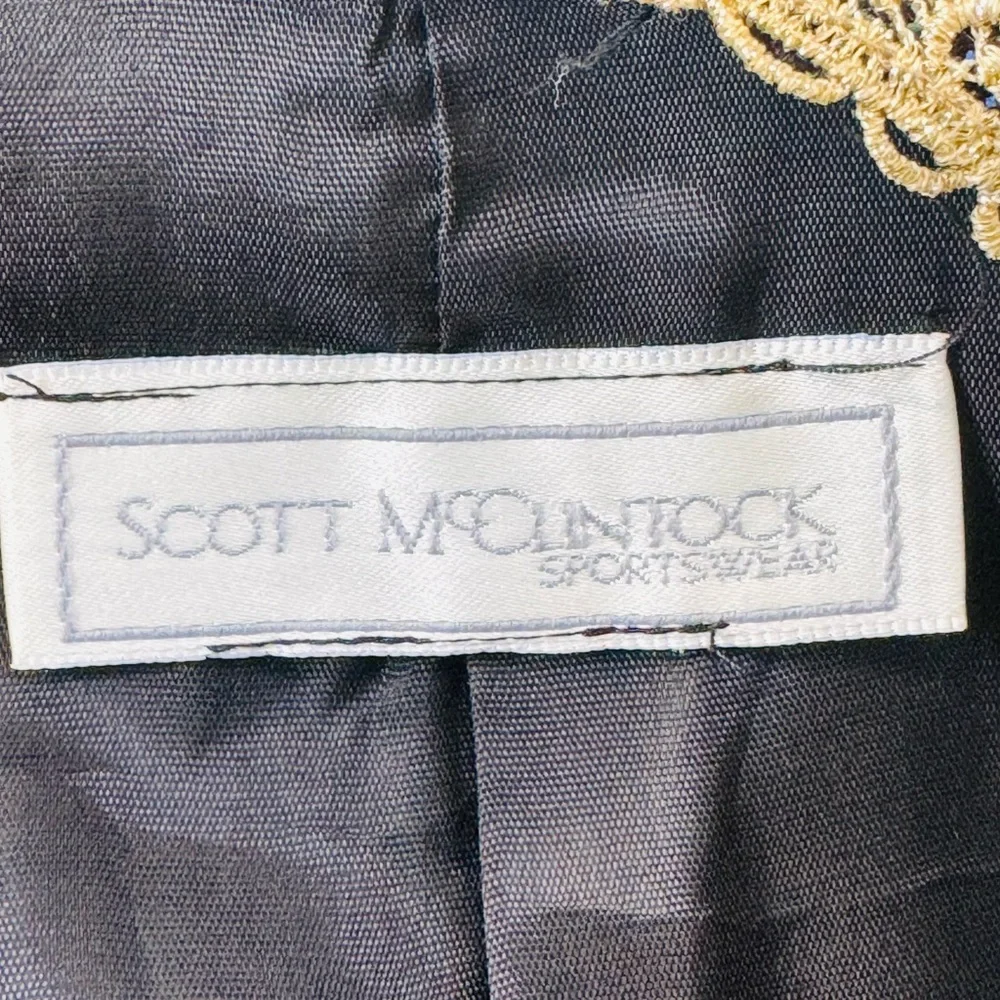 Scott McClintock Vintage Black Velvet Puffer Gold Trim  Blazer 80s Jacket - Picture 7 of 10